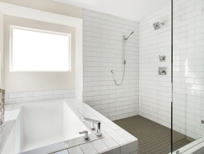Compact Shower with Tiled Accent Wall